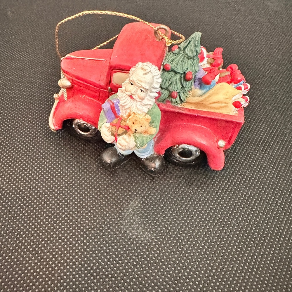 Festive Santa Truck Ornament
